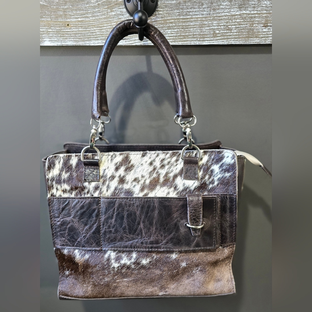 Pure Dixie - Ambition Brown Hair On Leather Handbag NWOT